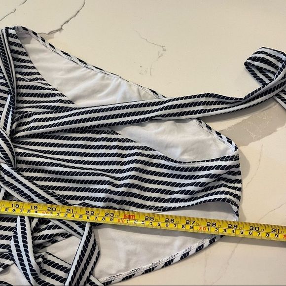 NWT NAUTICAL ROPE TIE HIGH WAIST SWIMSUIT Women’s 14 white & navy sexy - Picture 10 of 10